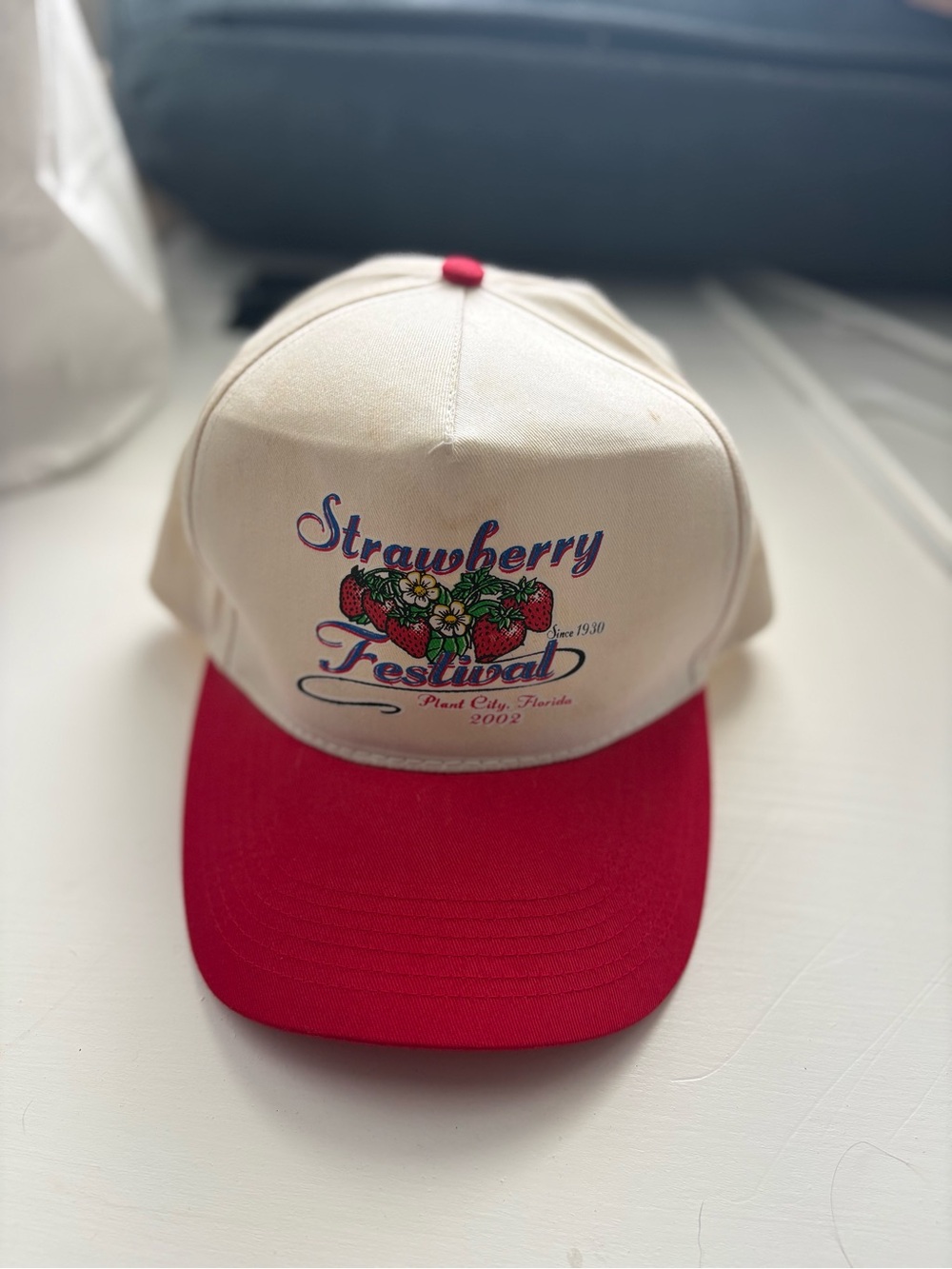 Strawberry Festival Baseball Cap - Cream and Red